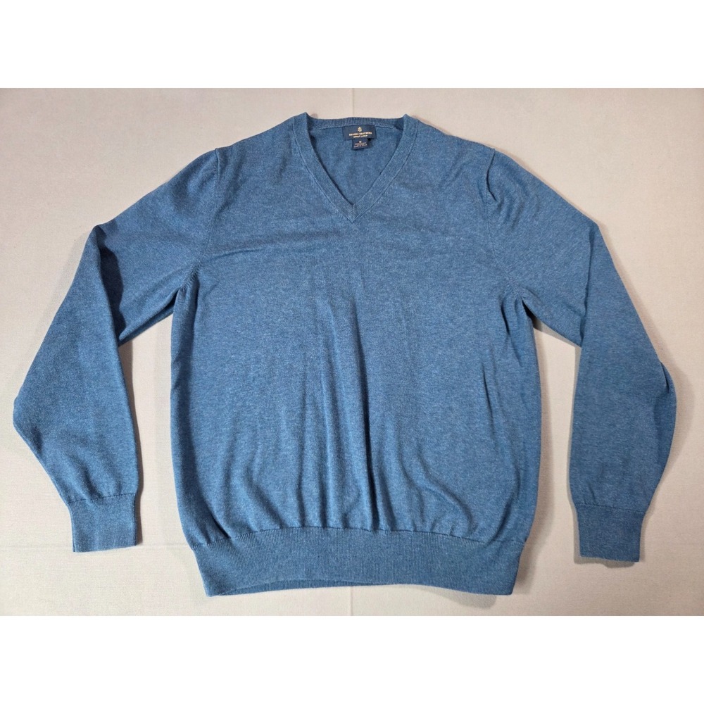 Brooks Brothers Sweater Mens Medium Blue V Neck Pullover Supima Cotton Classic